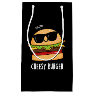Petit Sac Cadeau Burger Cheesy Funny Food Puns Dark BG
