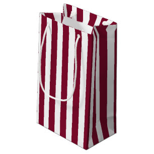 Petit Sac Cadeau Burgundy et blanc rayures de bonbons