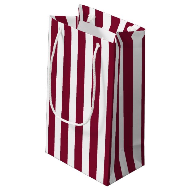 Petit Sac Cadeau Burgundy et blanc rayures de bonbons (Dos Angle)