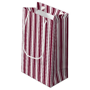 Petit Sac Cadeau Burgundy rouge et blanc bonbons rayures