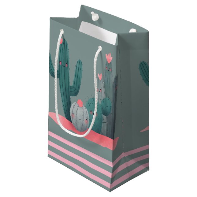 Petit Sac Cadeau Cactus mignon (Devant Angle)