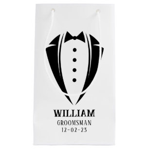 Petit Sac Cadeau Cadeau moderne noir et blanc Tuxedo Groomsman