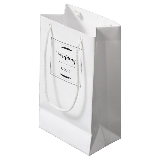 Petit Sac Cadeau Cadeau Personnalisé Élégant de Mariage Moderne sur (Devant Angle)