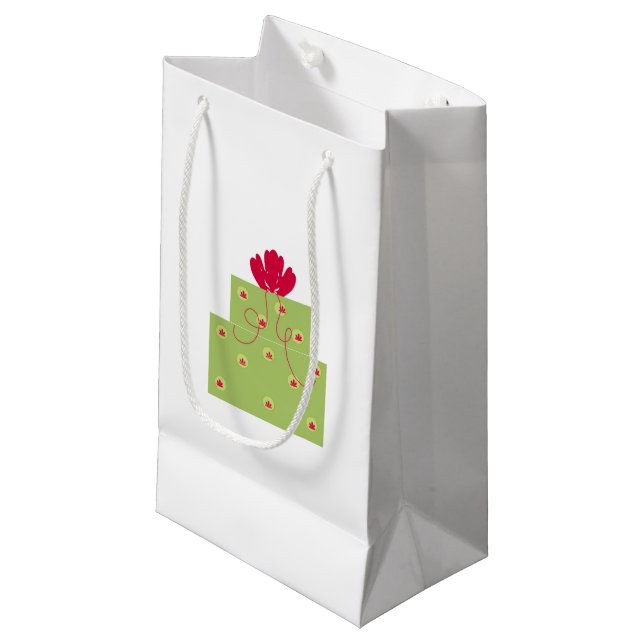 Petit Sac Cadeau Cadeau Vert Moderne (Devant Angle)