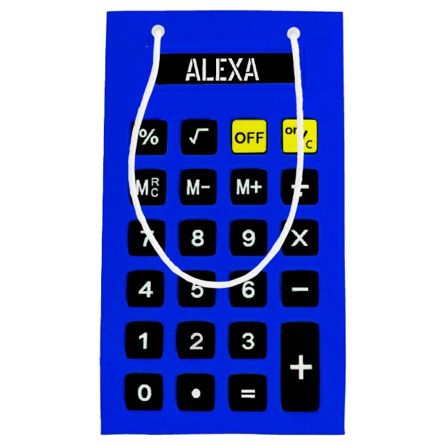 Petit Sac Cadeau Calculateur d'anniversaire bleu (Devant)