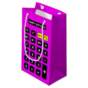 Petit Sac Cadeau Calculateur d'anniversaire rose chaud