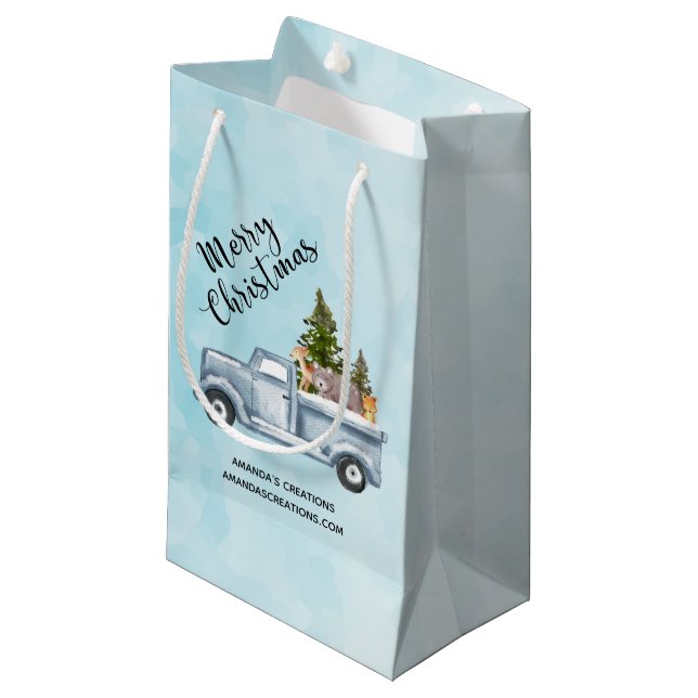 Petit Sac Cadeau Camion de Noël avec Animaux Mignons Entreprise (Devant Angle)