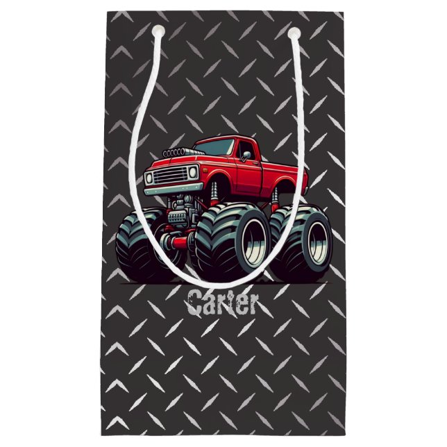 Petit Sac Cadeau Camion monstre rouge (Devant)