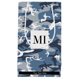 Petit Sac Cadeau Camo bleu, Camo d'hiver, Camouflage neige, Militai