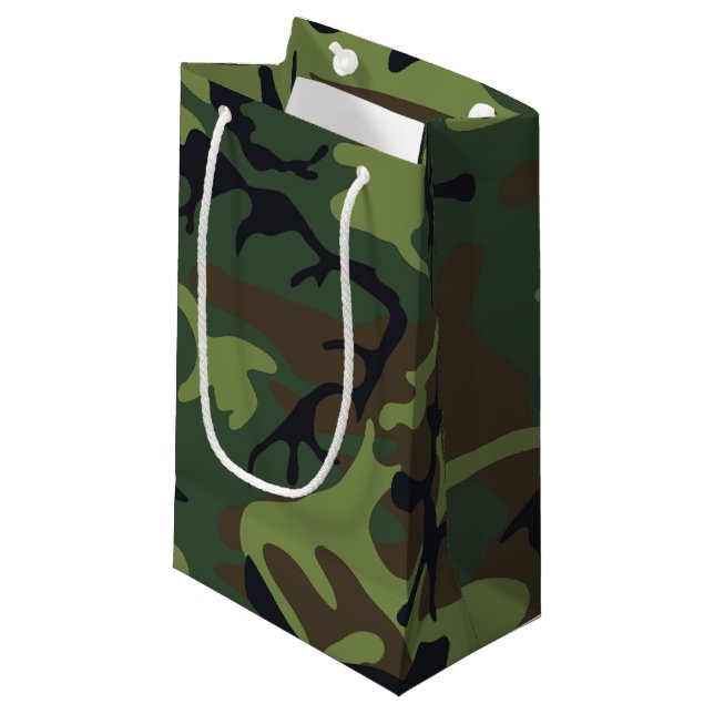 Petit Sac Cadeau Camo de forêt (Devant Angle)