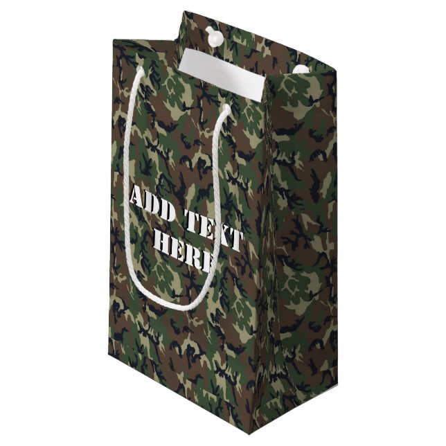 Petit Sac Cadeau Camouflage Woodland Arrière - plan militaire (Devant Angle)