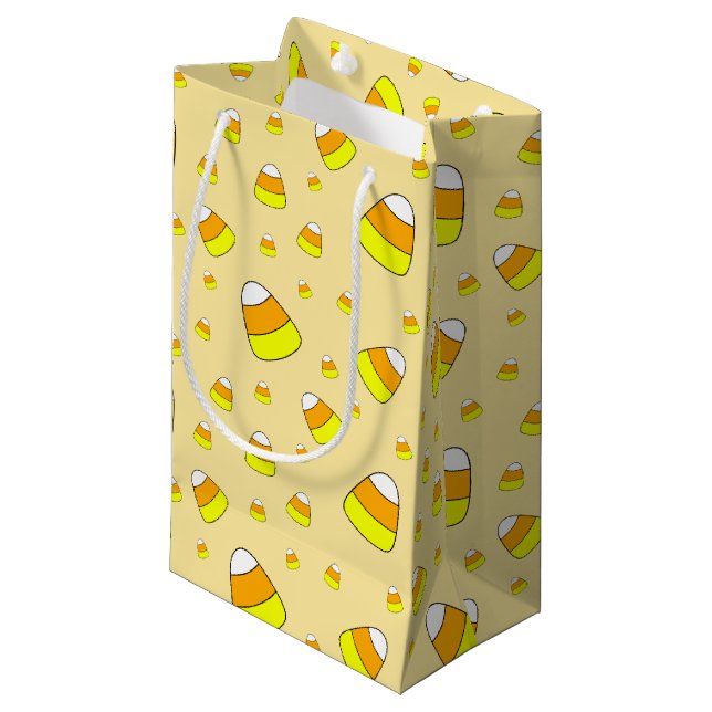 Petit Sac Cadeau Candy Corn Motif Halloween (Devant Angle)