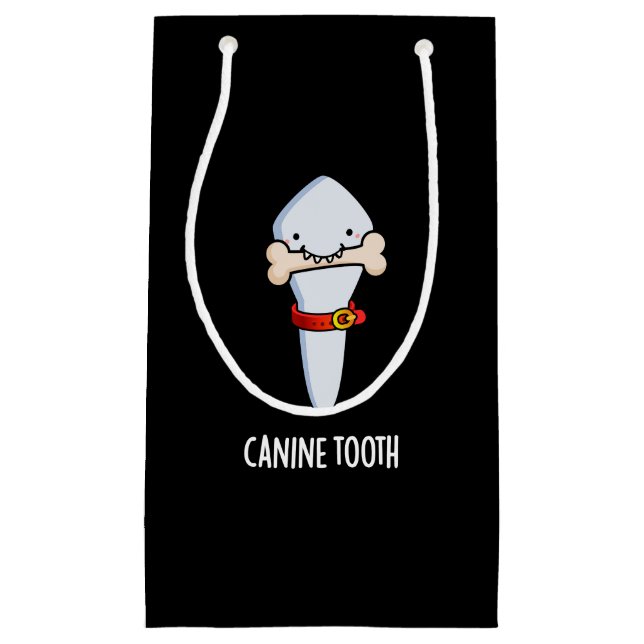 Petit Sac Cadeau Canine Tooth Funny Dental Pun Dark BG (Devant)