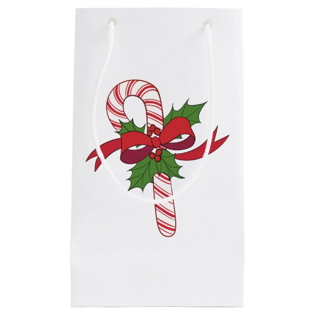 Petit Sac Cadeau Canne de Noël en bonbons (Devant)