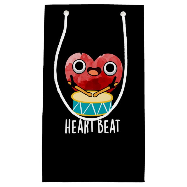 Petit Sac Cadeau Cardiaque Beat Funny Coeur Drummer Pun Dark BG (Devant)
