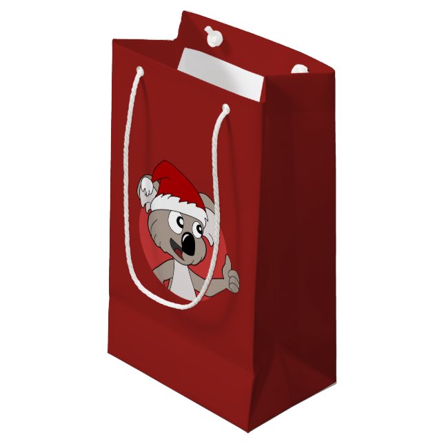 Petit Sac Cadeau Caricature de koala de Noël (Devant Angle)