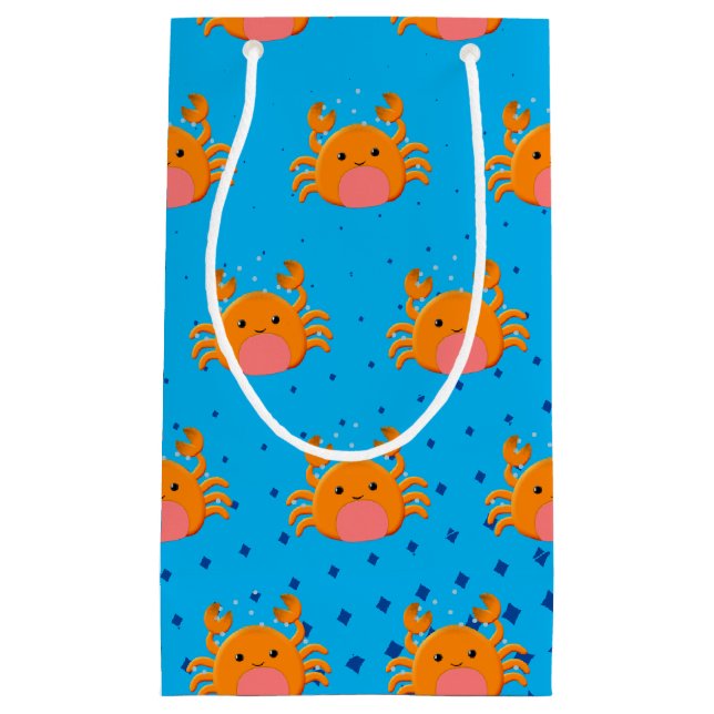 Petit Sac Cadeau Caricature mignonne Crabe Bébé Bleu Océan (Devant)