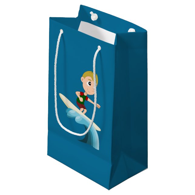 Petit Sac Cadeau Caricature pour enfants surfeurs (Devant Angle)