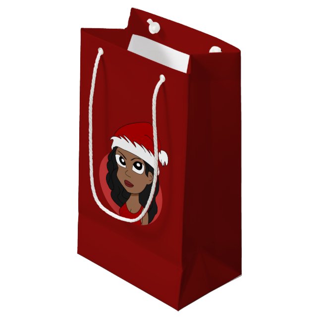 Petit Sac Cadeau Caricature pour fille de Noël (Devant Angle)
