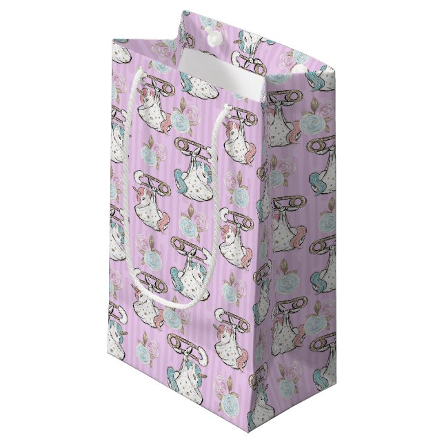 Petit Sac Cadeau carrelage mignon bébé licorne (Devant Angle)