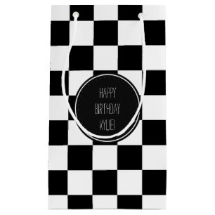 Petit Sac Cadeau Carrés Checkered blancs noirs