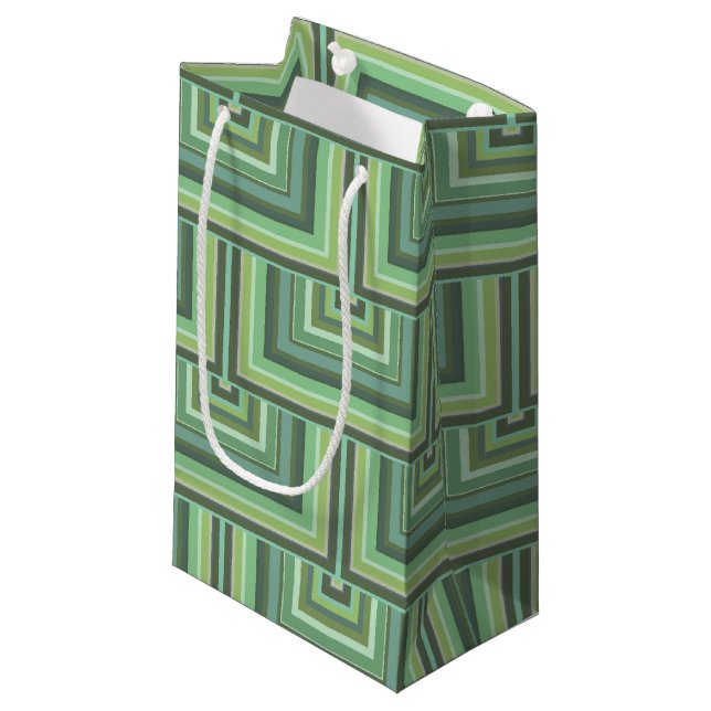 Petit Sac Cadeau Carrés écailles vert olive motif (Devant Angle)