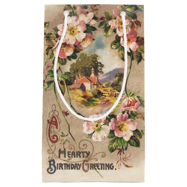 Petit Sac Cadeau Carte d'anniversaire vintage (Devant)