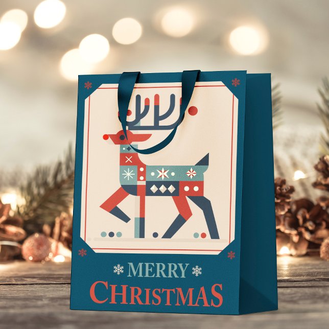 Petit Sac Cadeau Carte de Noël avec design d'illustration Reindeer (Créateur téléchargé)
