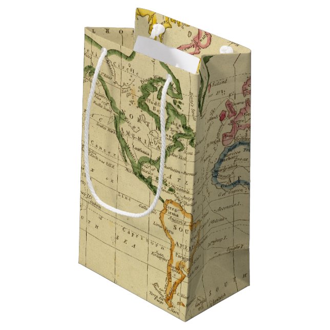 Petit Sac Cadeau Carte gravée par monde (Dos Angle)