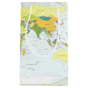 Petit Sac Cadeau Carte mondiale Globe Pays Atlas