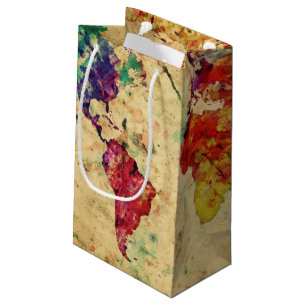 Petit Sac Cadeau Carte vintage du monde