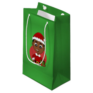 Petit Sac Cadeau Carton Cute African American Christmas boy