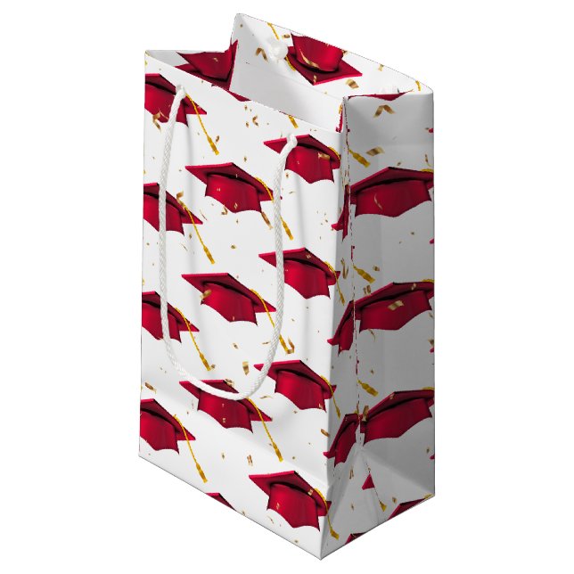 Petit Sac Cadeau Casquette rouge avec Confetti (Devant Angle)