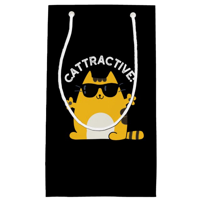 Petit Sac Cadeau Cattractive Funny Attractive Chat Pun Dark BG (Devant)