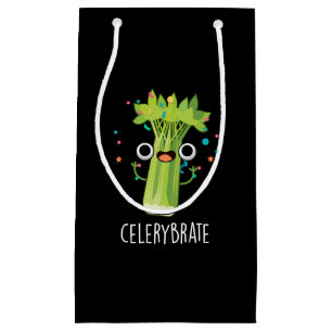 Petit Sac Cadeau Célébration de l'humour avec du céleri Pun foncé