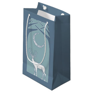 Petit Sac Cadeau Cerfs communs bleus et blancs dans l'art de Celtic