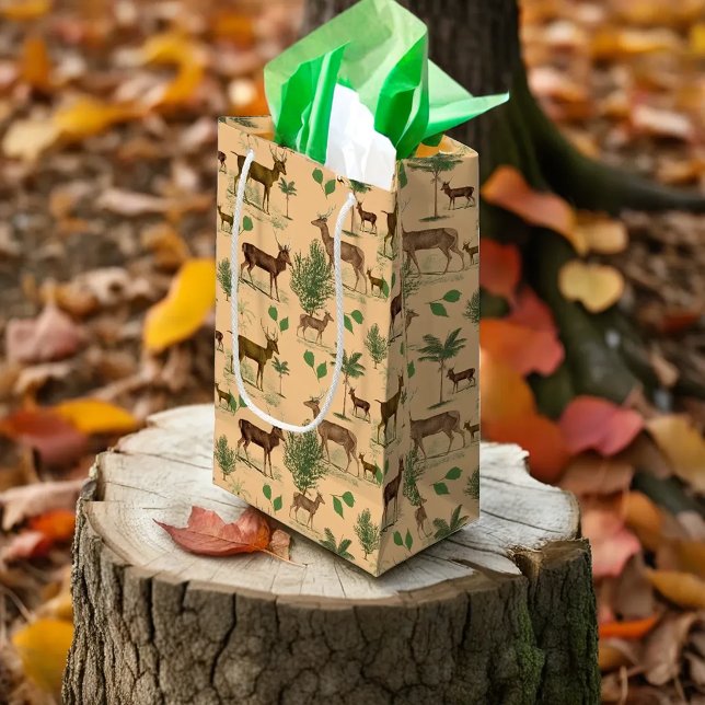 Petit Sac Cadeau Cerfs Et Arbres vintages (Créateur téléchargé)
