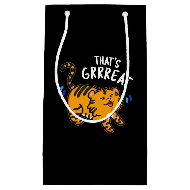 Petit Sac Cadeau C'est Grreat Funny Tiger Growl Pun Dark BG (Devant)