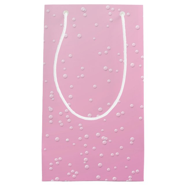 Petit Sac Cadeau Champagne rose avec de minuscules bulles (Devant)