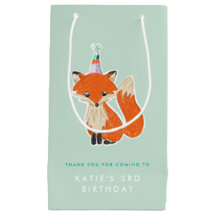 Petit Sac Cadeau Chapeau de fête de renard mignon vert menthe Anniv
