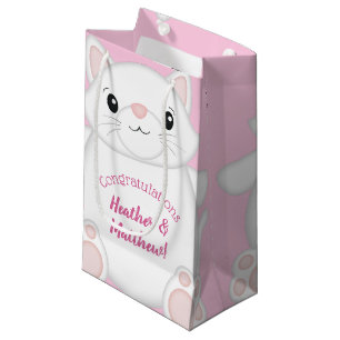 Petit Sac Cadeau Chat Baby shower Kitty Rose