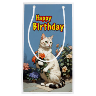Petit Sac Cadeau chat d'anniversaire heureux