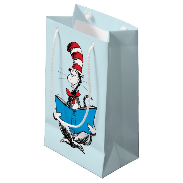 Petit Sac Cadeau Chat dans le chapeau en lecture (Devant Angle)
