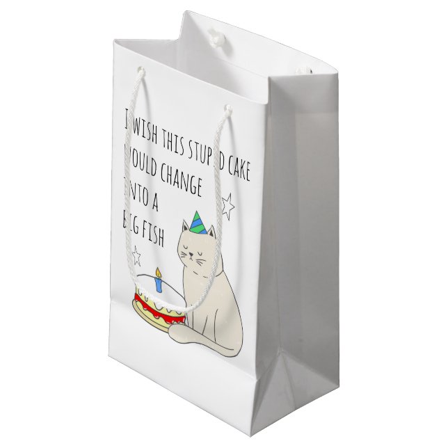 Petit Sac Cadeau Chat mignonne's Birthday Cake Wish (Devant Angle)