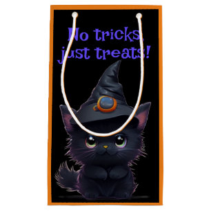 Petit Sac Cadeau Chat noir d'Halloween drôle