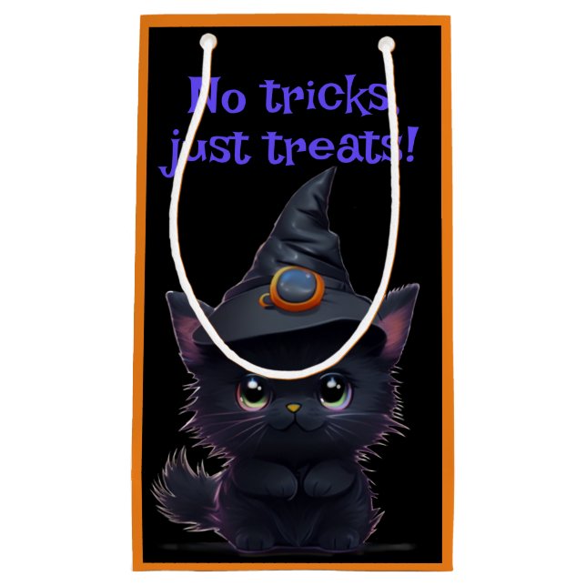 Petit Sac Cadeau Chat noir d'Halloween drôle (Devant)