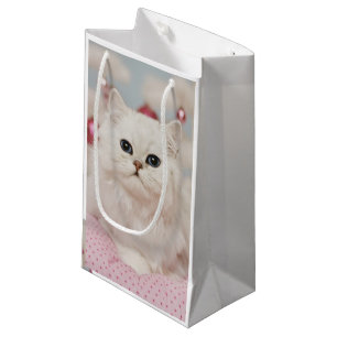 Petit Sac Cadeau Chat persan se reposant sur le coussin rose