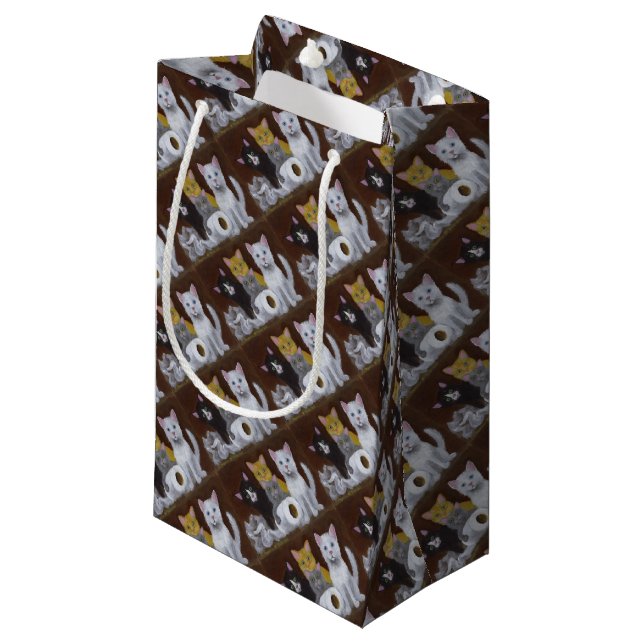Petit Sac Cadeau Chatons Joueurs (Devant Angle)