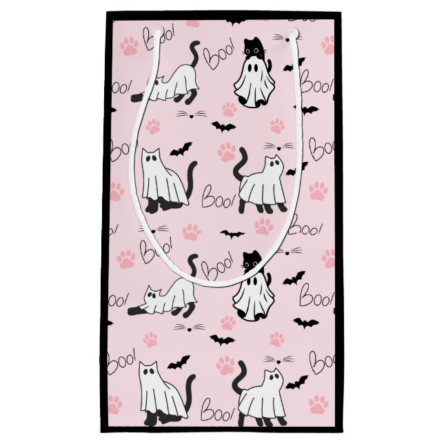 Petit Sac Cadeau Chats fantômes mignons Halloween (Devant)