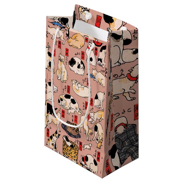 Petit Sac Cadeau chats japonais Ukiyo-e Funny kitty (Devant Angle)